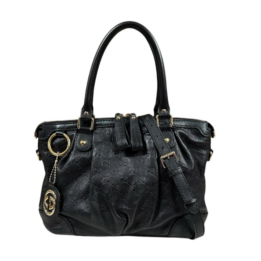 Gucci Sukey Guccissima Shoulder Bag Shima Leather Black
